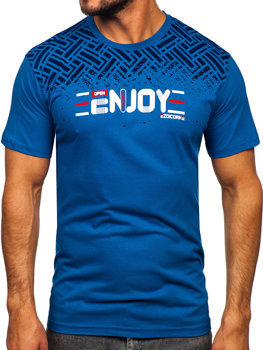 Bolf Herren Baumwoll T-Shirt mit Motiv Blau  14720