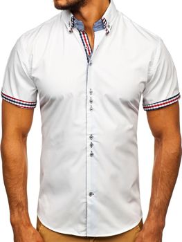 Bolf Herrenhemd Elegant Kurzarm Weiß 3507