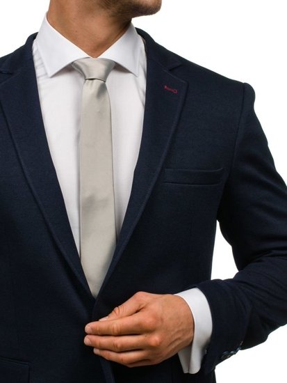 Bolf Herren Elegante Schmale Krawatte Grau  K001